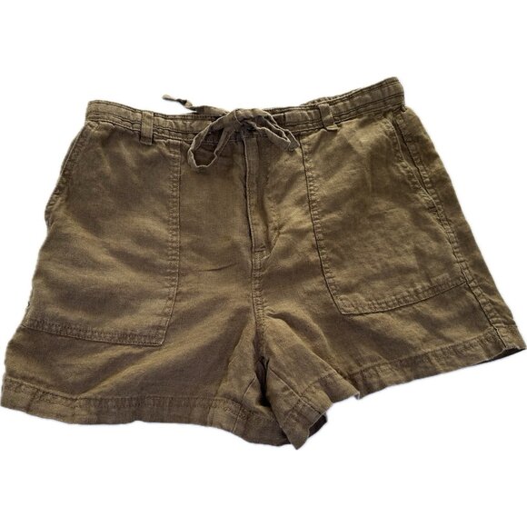 Madewell Madewell Women's Linen Pull-On Drawstring Shorts Safari Khaki M - Picture 2 of 8